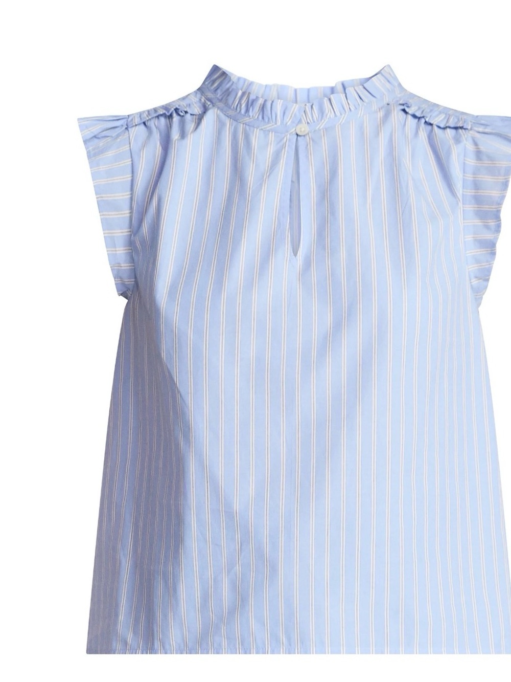 Time and Tru Cotton Split Neck Top with Flutter Sleeves